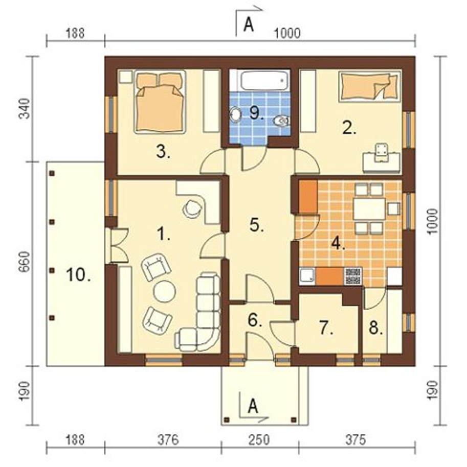 10×10m House plan