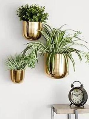 Iron Hanging Gold Finish Wall Planter