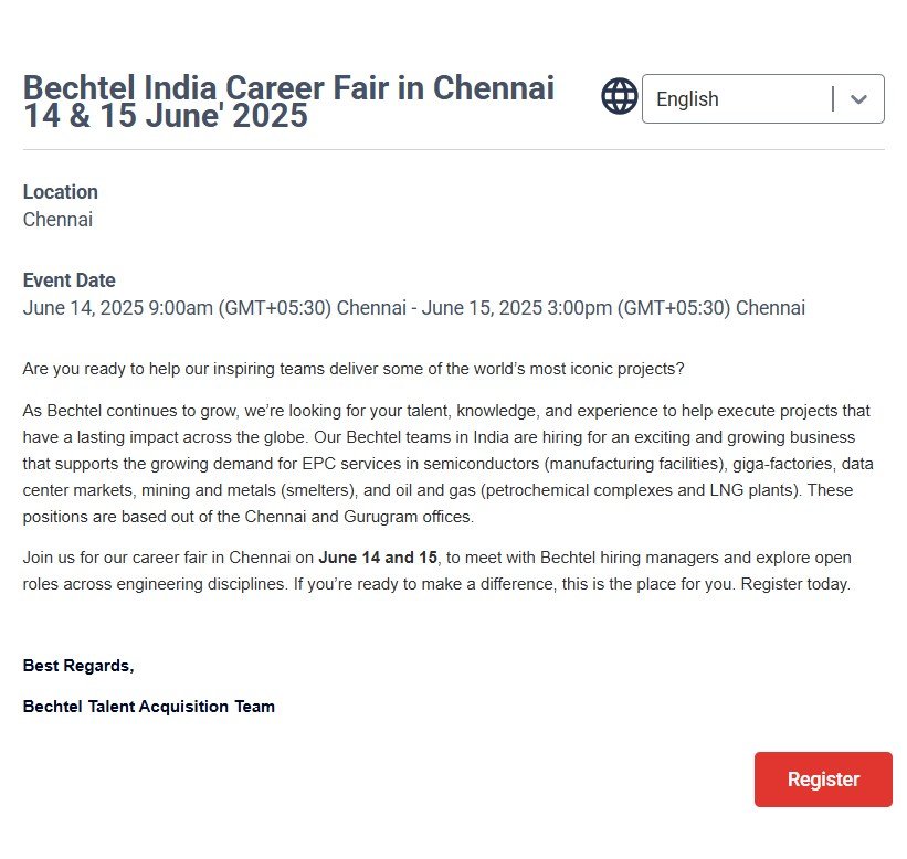 Bechtel India Career Fair Registration