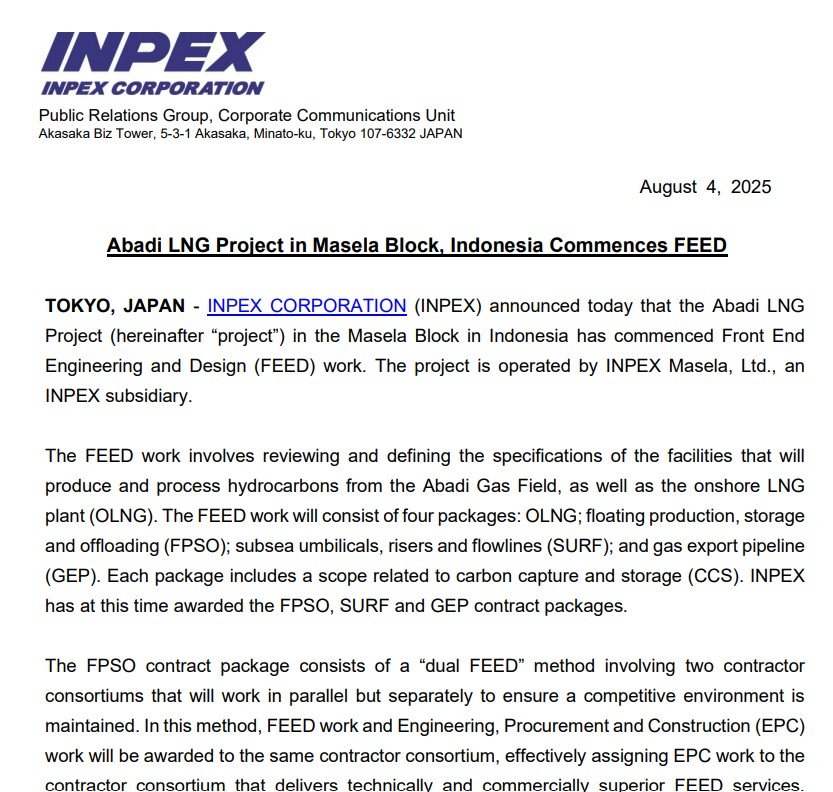 Saipem, Worley and other majors win FEED roles in INPEX’s Indonesian LNG project